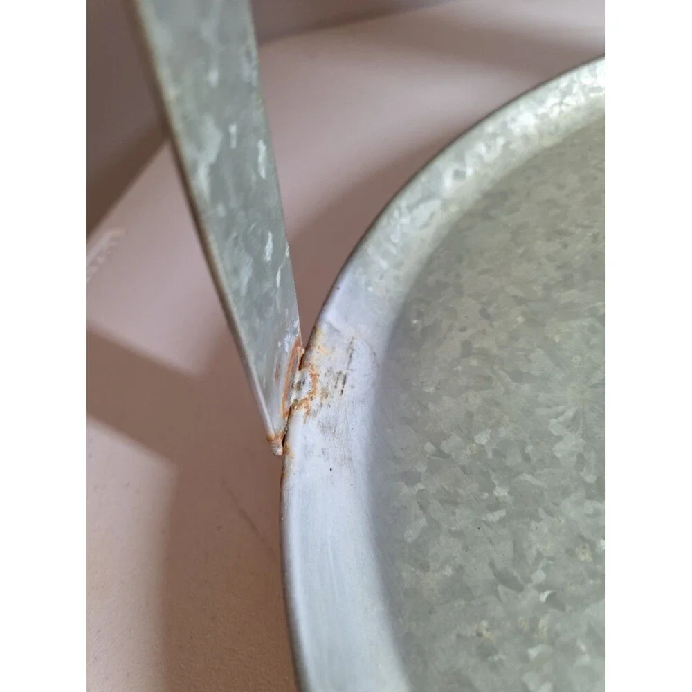 Large Pottery Barn Galvanized Two Tier Round Tray 16 Inches Cottagecore